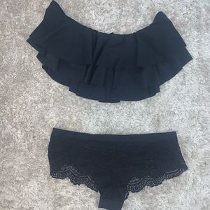 2 Piece Black Bathing Suit Set